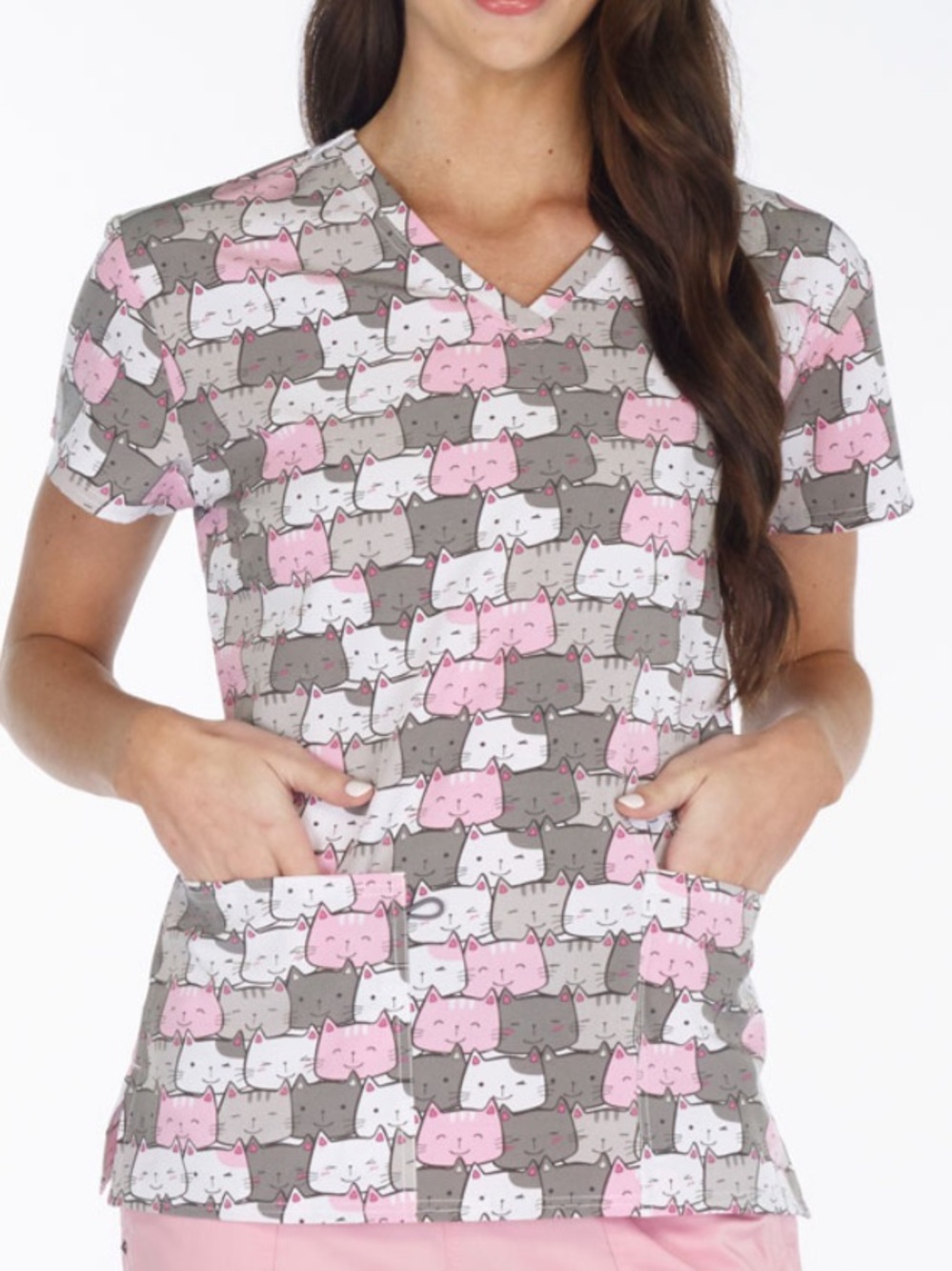 NWT Women’s XL Cats Puzzle Scrubfinity PerformX Stretch Scrub Top